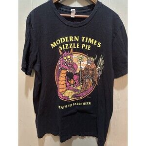 Modern Times Sizzle Pie Death To False Beer Boss Dog Shirt Men’s Size L USA Made